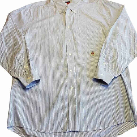 TOMMY HILFIGER BLUE PIN STRIPE SIZE LARGE - Picture 1 of 8